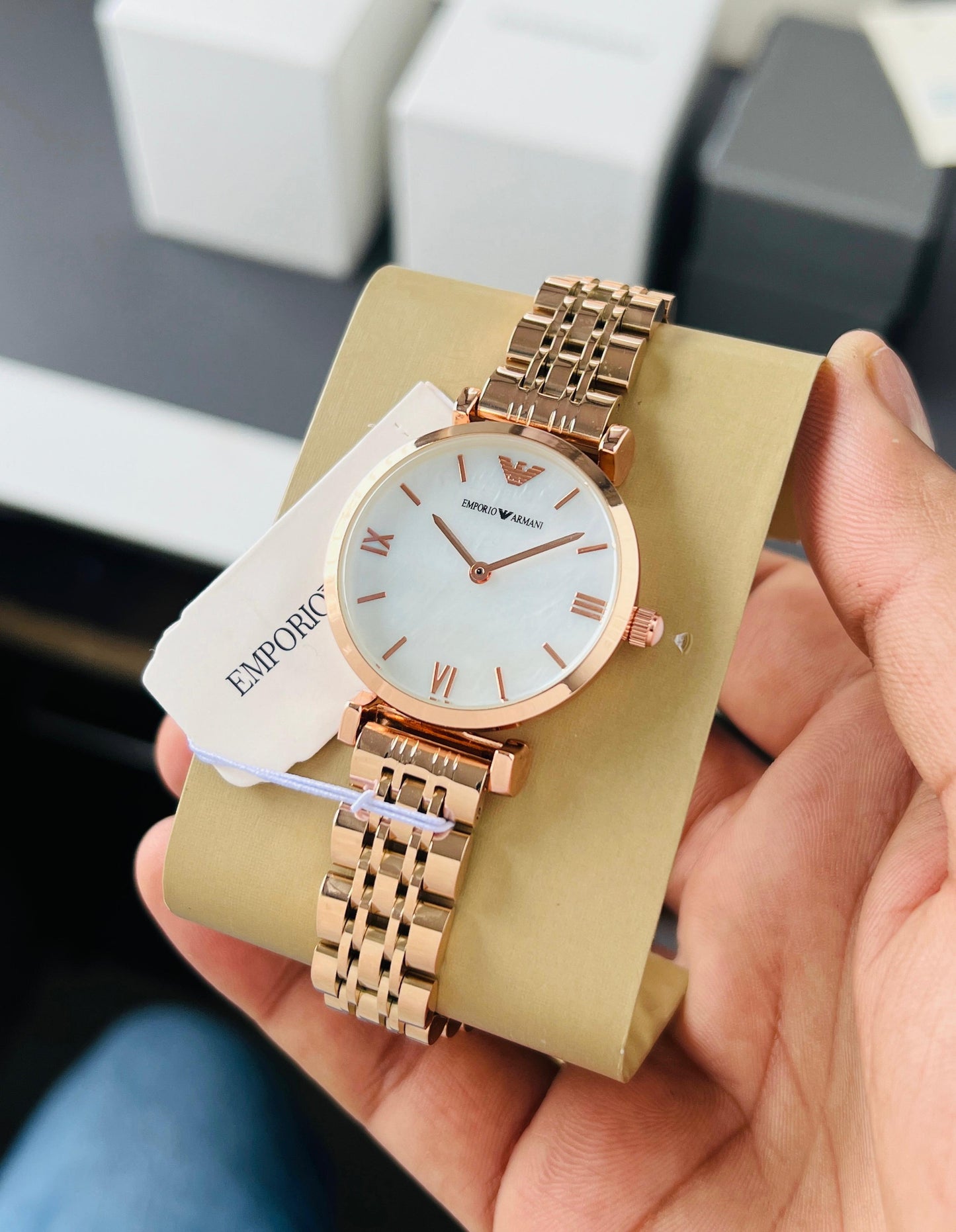 Emporio Armani Gianni T-Bar Rose Gold Watch AR11110